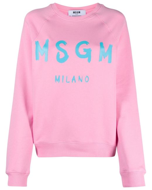 Msgm crew neck logo-print sweatshirt