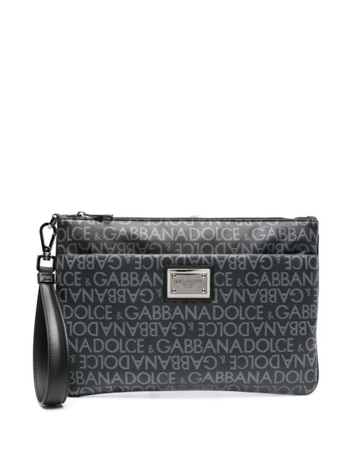 Dolce & Gabbana logo-jacquard coated clutch bag