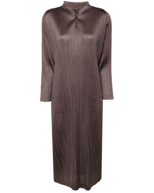Pleats Please By Issey Miyake long-sleeved pleated shift dress