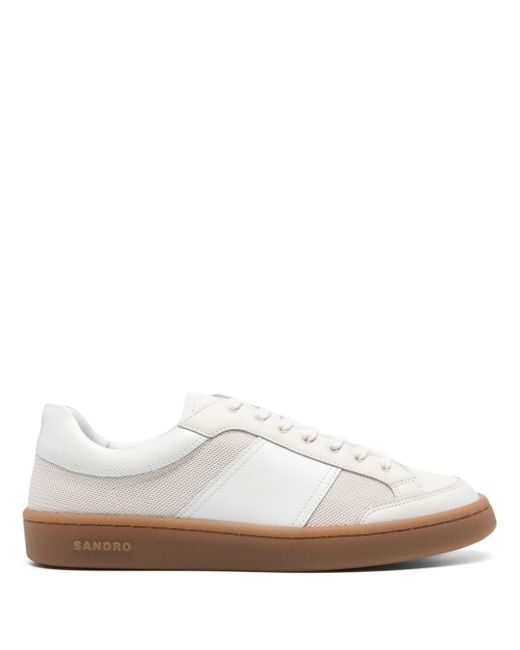 Sandro mesh-detailed leather sneakers