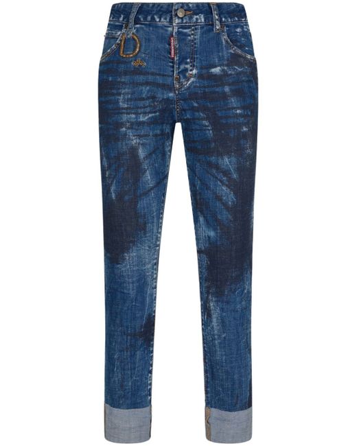 Dsquared2 stonewashed slim-cut jeans