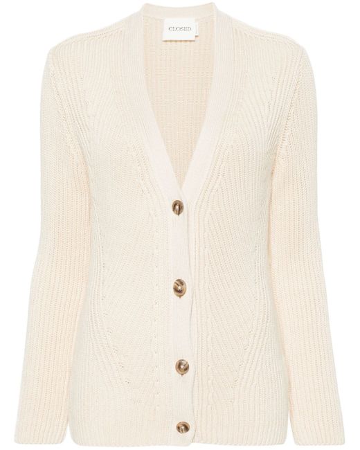 Closed ribbed-knit cotton cardigan