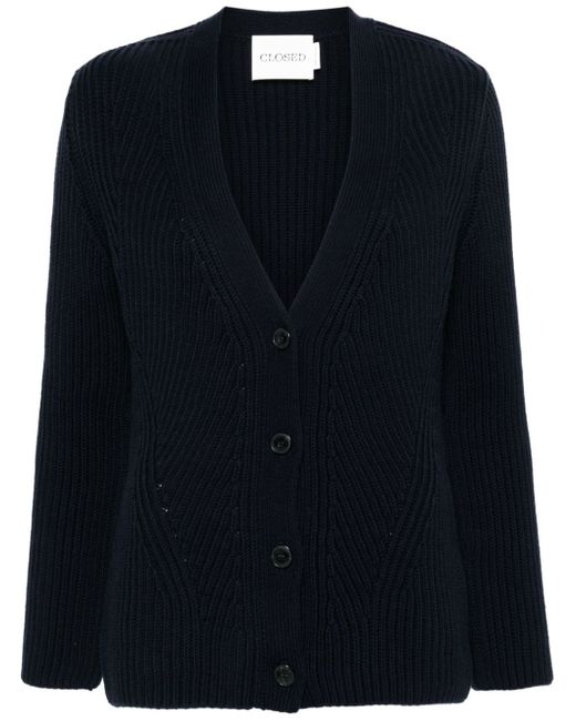 Closed ribbed-knit cotton cardigan