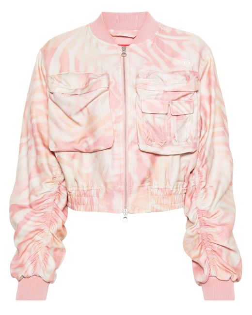 Diesel abstract-print cropped bomber jacket