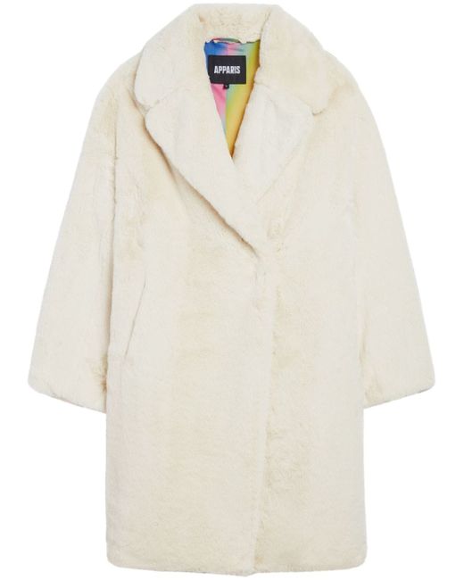 Apparis single-breasted faux-fur midi coat