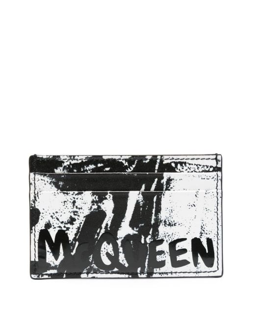 Alexander McQueen Graffiti-print leather cardholder