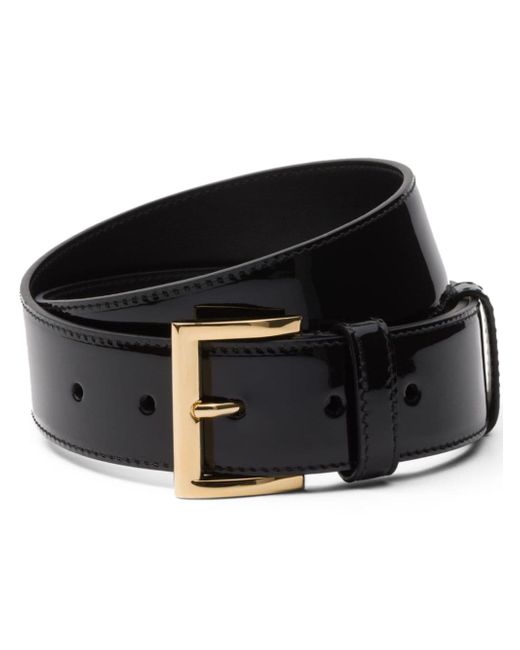 Prada triangle-logo patent-leather belt