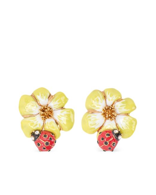 Oscar de la Renta Ladybug Flower earrings