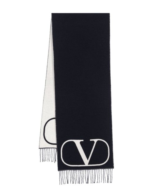 Valentino Garavani logo-jacquard fringed scarf