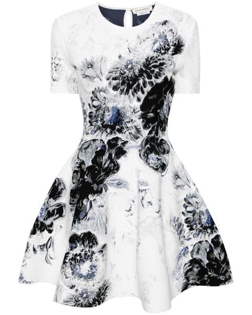 Alexander McQueen Chiaroscuro floral print short dress
