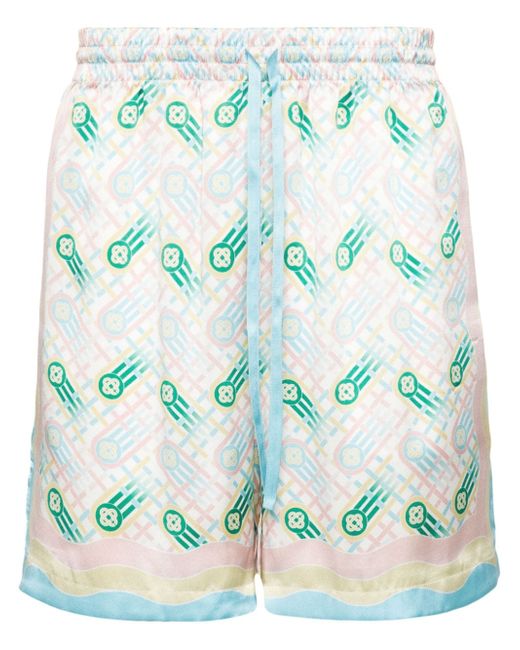 Casablanca Ping Pong-print silk shorts