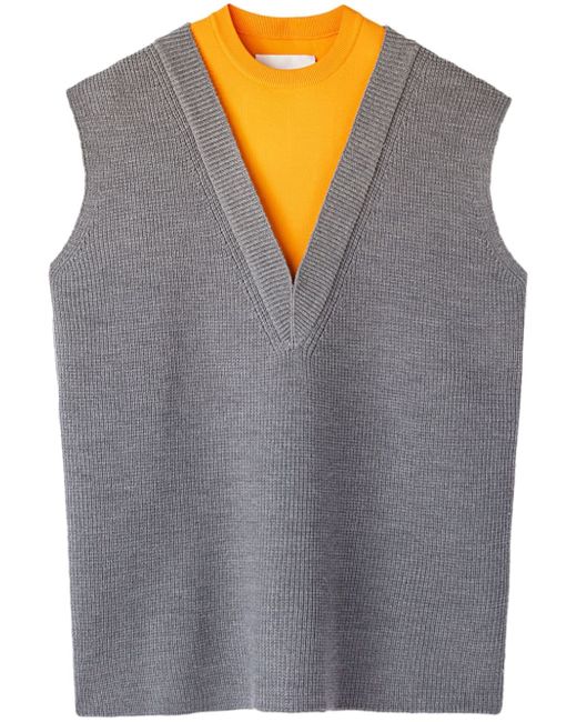 Jil Sander layered-design wool-blend vest