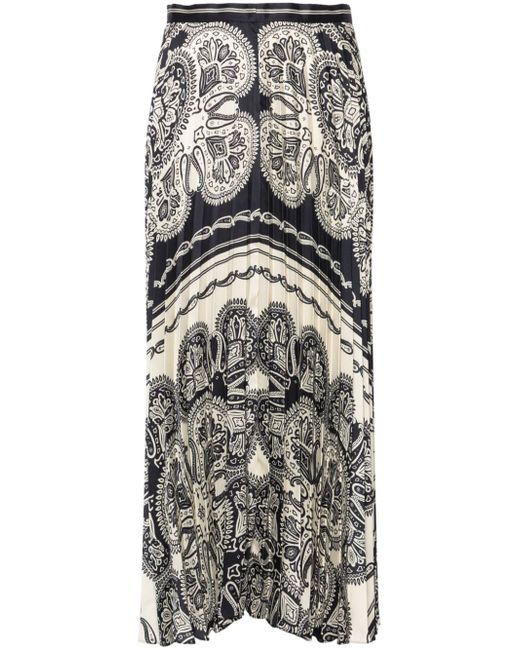 Sandro paisley-print pleated skirt