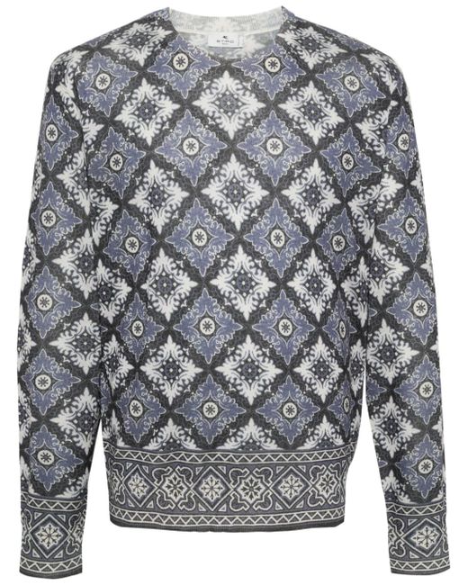 Etro brushed patterned-jacquard jumper