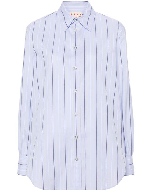 Marni striped straight-collar shirt