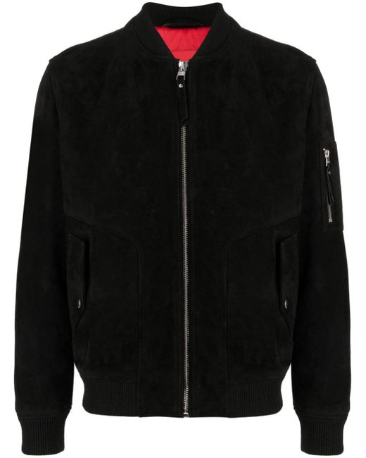 Hugo Boss zipped leather bomber jacket