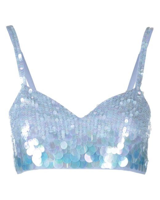 P.A.R.O.S.H. iridescent sequin cropped top
