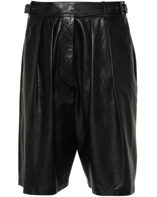 Emporio Armani pleat-detail leather shorts