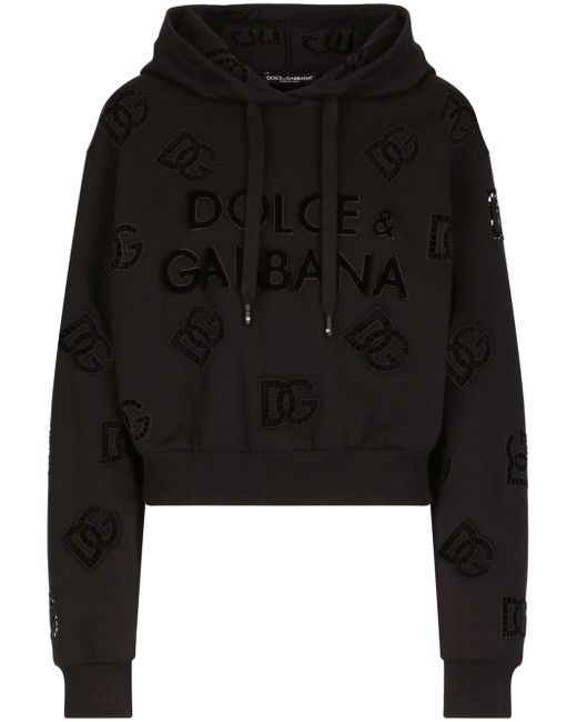 Dolce & Gabbana logo-perforated cotton-blend hoodie