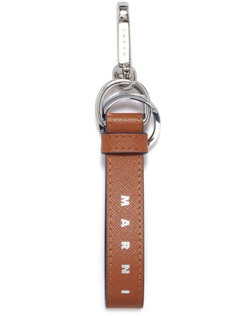 Marni logo-print leather keyring