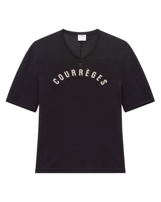 Courrèges logo-print mesh T-shirt