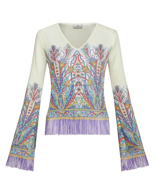 Etro graphic-print knitted top