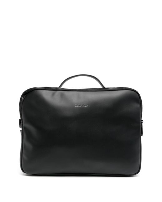 Calvin Klein logo-debossed faux-leather laptop bag