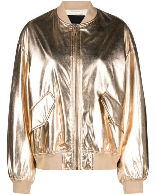 Patrizia Pepe metallic faux-leather bomber jacket