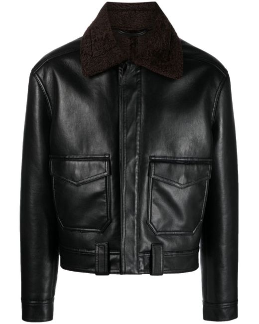 Nanushka spread-collar leather jacket