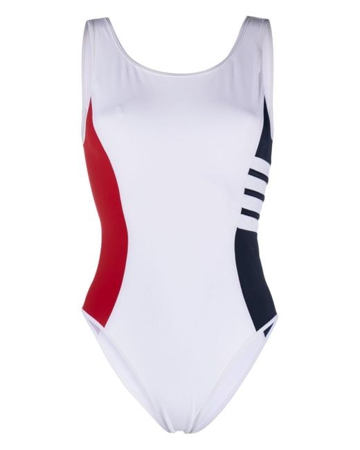 Thom Browne 4-Bar colour-block swimsuit