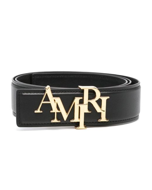 Amiri logo-buckle leather belt