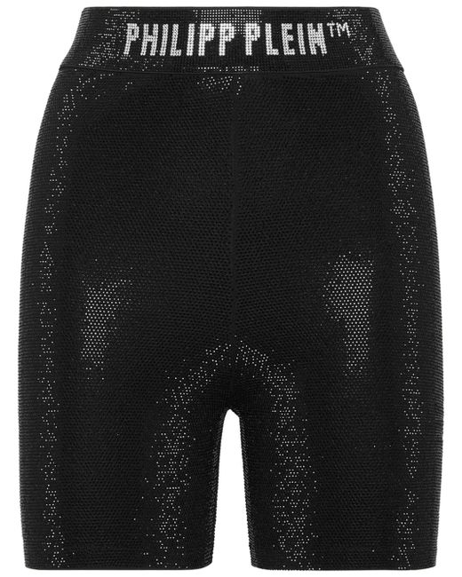 Philipp Plein logo-waistband lurex cycling shorts