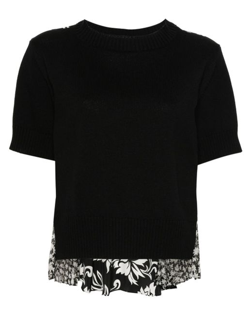 Sacai panelled-design knitted top