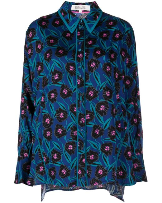 Diane von Furstenberg Alona satin floral-print blouse