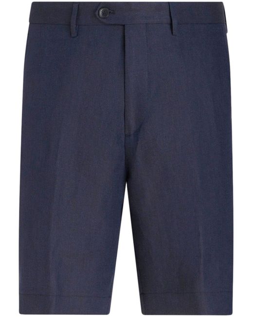 Etro pressed-crease linen bermuda shorts