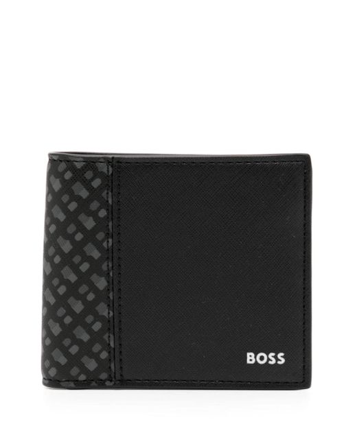 Boss monogram-print bi-fold wallet