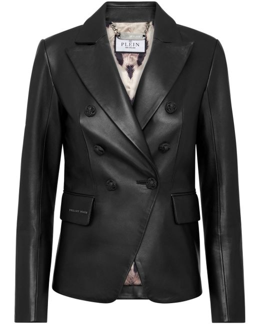 Philipp Plein double-breasted leather blazer