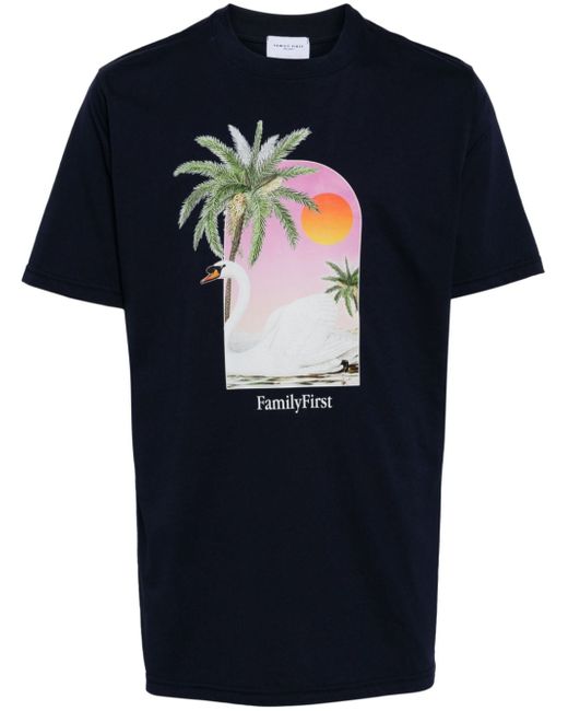 Family First Swan-print T-shirt