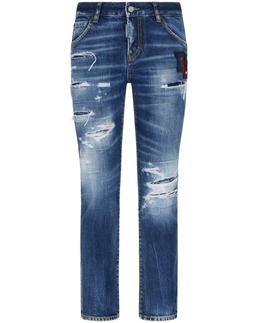 Dsquared2 Boston logo-patch cropped jeans