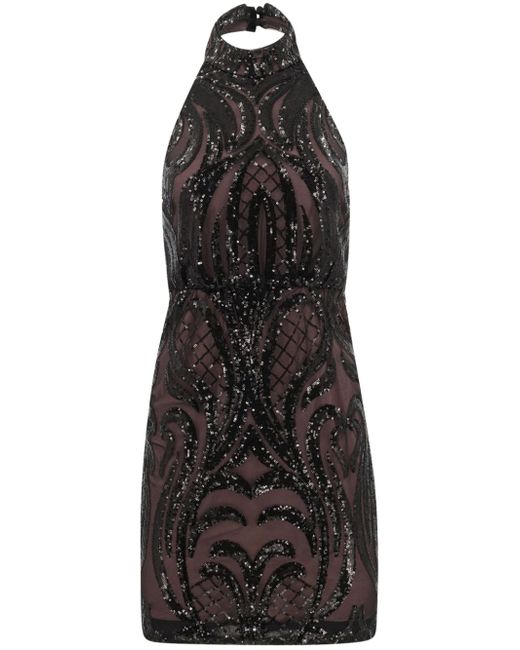 Badgley Mischka sequin-embellished halterneck minidress
