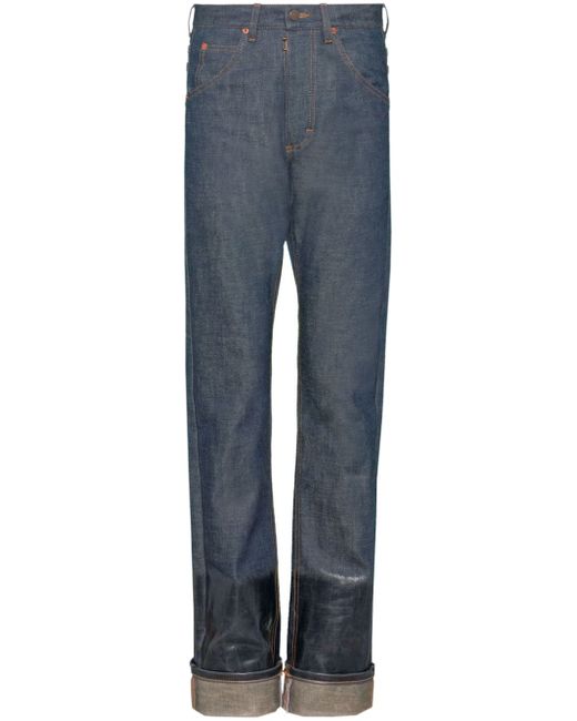 Maison Margiela lacquered mid-rise straight-leg jeans