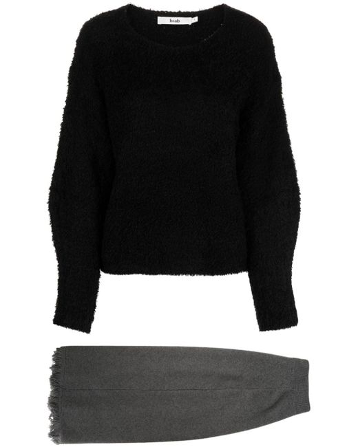 b+ab bouclé-construction knitted skirt set
