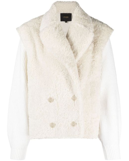 Maje faux-fur double-breasted jacket