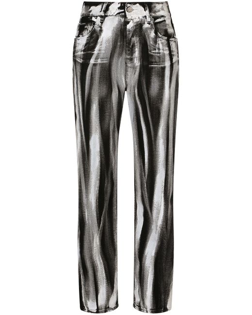 Dolce & Gabbana stripe-print cropped boyfriend jeans