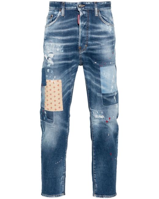 Dsquared2 patchwork-detailing distressed jeans