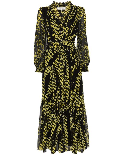 Diane von Furstenberg abstract-pattern semi-sheer flared dress