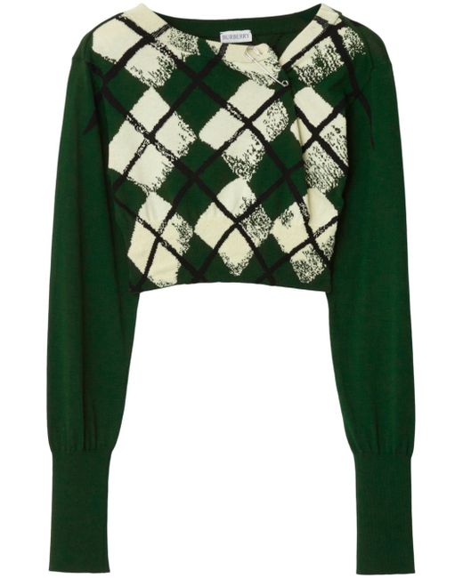 Burberry argyle fine-knit cropped jumper