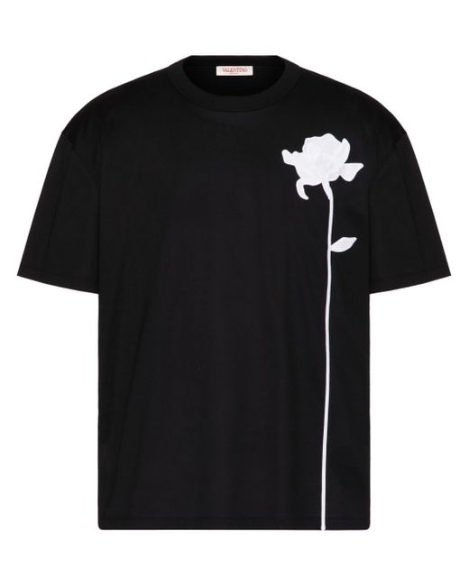 Valentino Garavani flower-appliqué cotton T-shirt