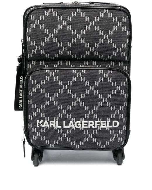 Karl Lagerfeld monogram-pattern rolling suitcase