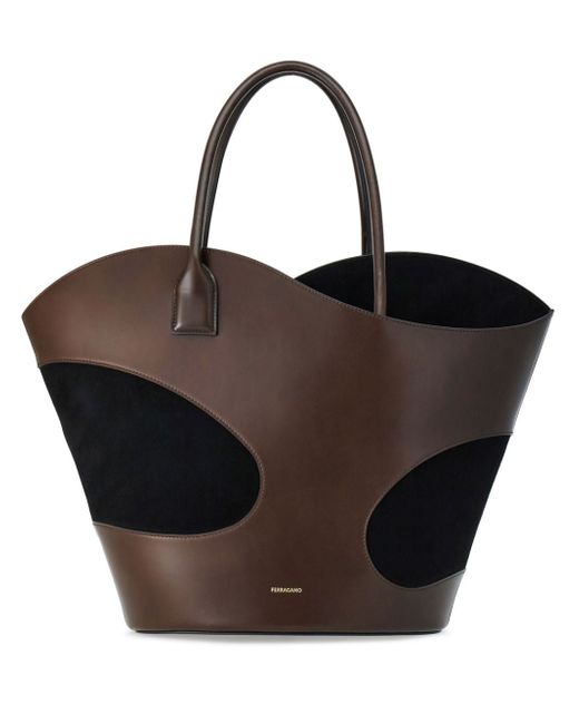 Ferragamo cut out-detail leather tote bag